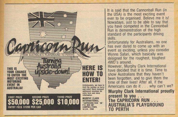 Original magazine advertisement for Capricorn Run 1986